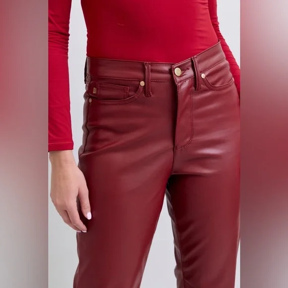 Judy Blue Full Size High Waist Tummy Control Faux Leather Straight Pants